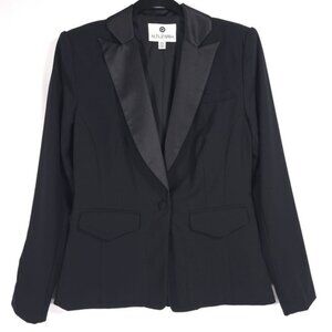 ALTUZARRA Target Women's Black Single Breasted Blazer Satin Lapel MEDIUM